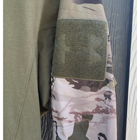 Under Armour Tactical Combat Shirt Men's Large Patch Sleeve 1/4 Zip Green/Camo - Picture 3 of 10